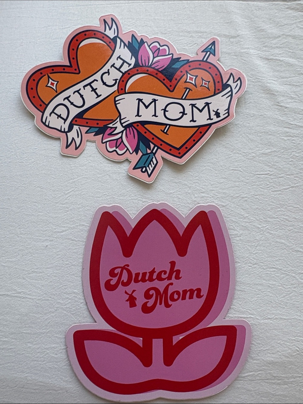 Limited Edition Collectors Dutch Mom Pink Flower Heart Orange Vinyl Sticker Set